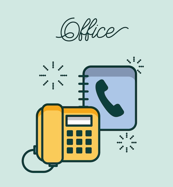 Vector office telephone and address book contact work