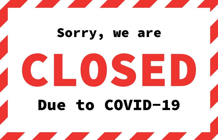 Vector office temporarily closed sign of coronavirus news information warning sign about quarantine measures in public places restriction and caution covid19 vector used for web print banner flyer