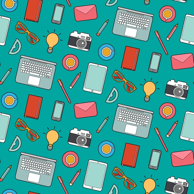 Vector office themed seamless pattern