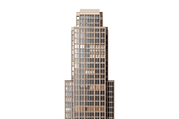 Vector office tower on white