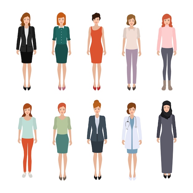 Office woman character flat design vector