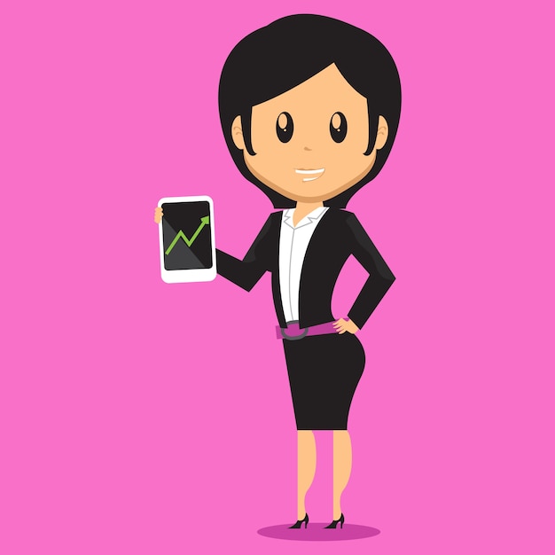 Office woman presenting smartphone