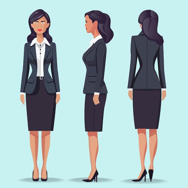 office woman worker flat illustration