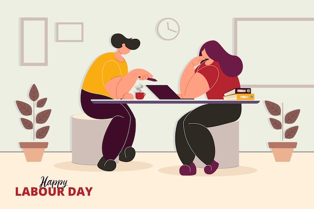 Office work clipart Labour day vector background