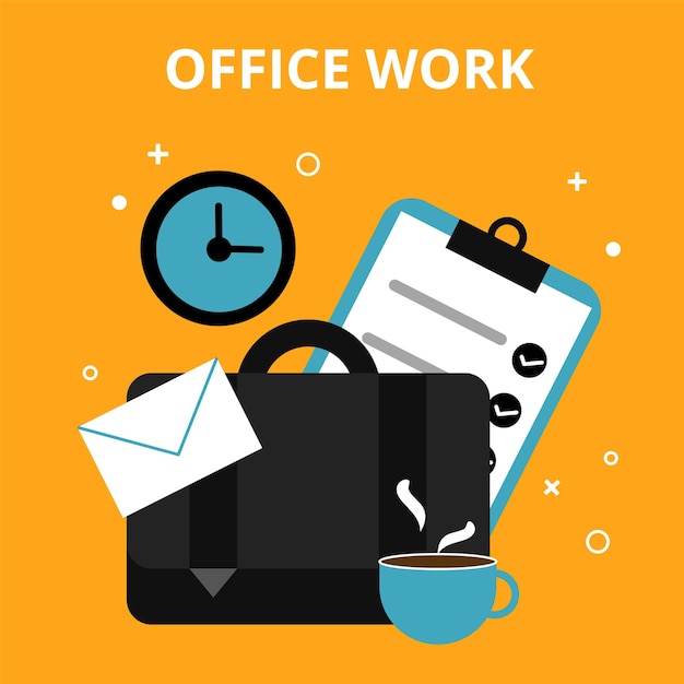 Office work concept paperwork job flat symbol