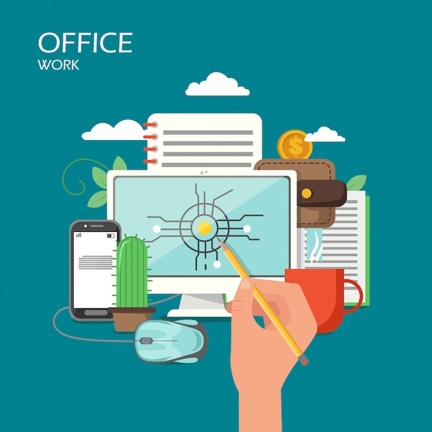 Office work flat style  illustration