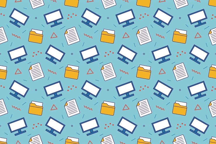 वेक्टर office work fun cartoon seamless pattern design