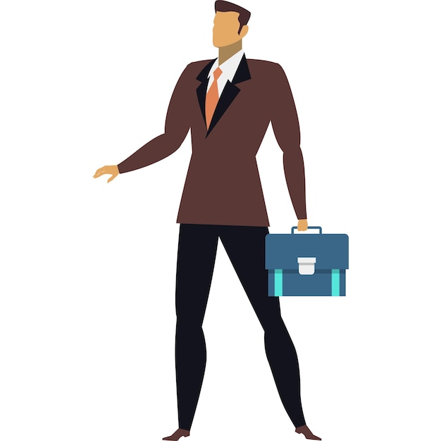 Vector office worker business character vector flat icon businessman in formal suit with briefcase corporate worker executive manager or entrepreneur in elegant costume