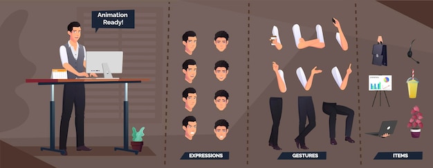 Vector office worker character creation