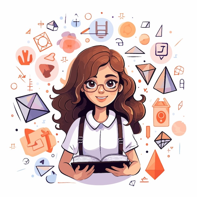 Vector office worker girl illustration