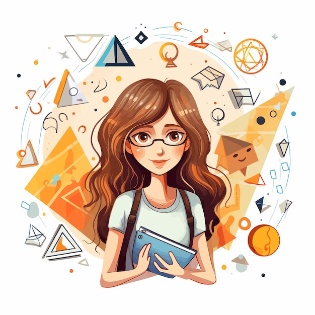 Vector office worker girl illustration