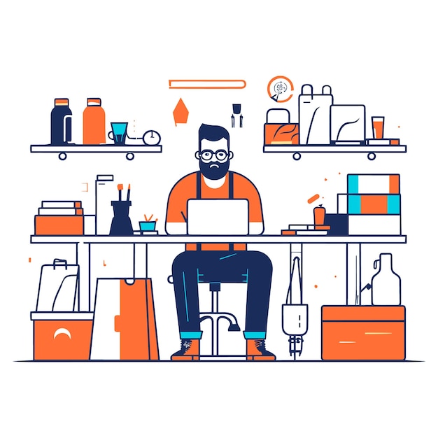 office worker illustration vector