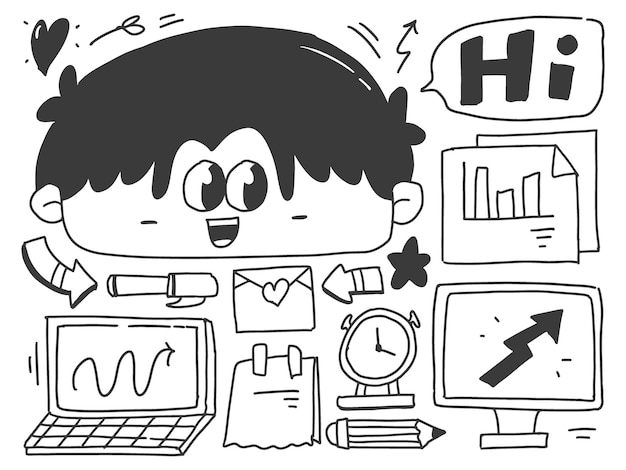 Vector office worker kawaii cartoon doodle design