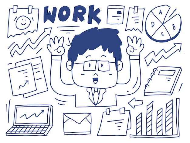 Vector office worker kawaii doodle cartoon design