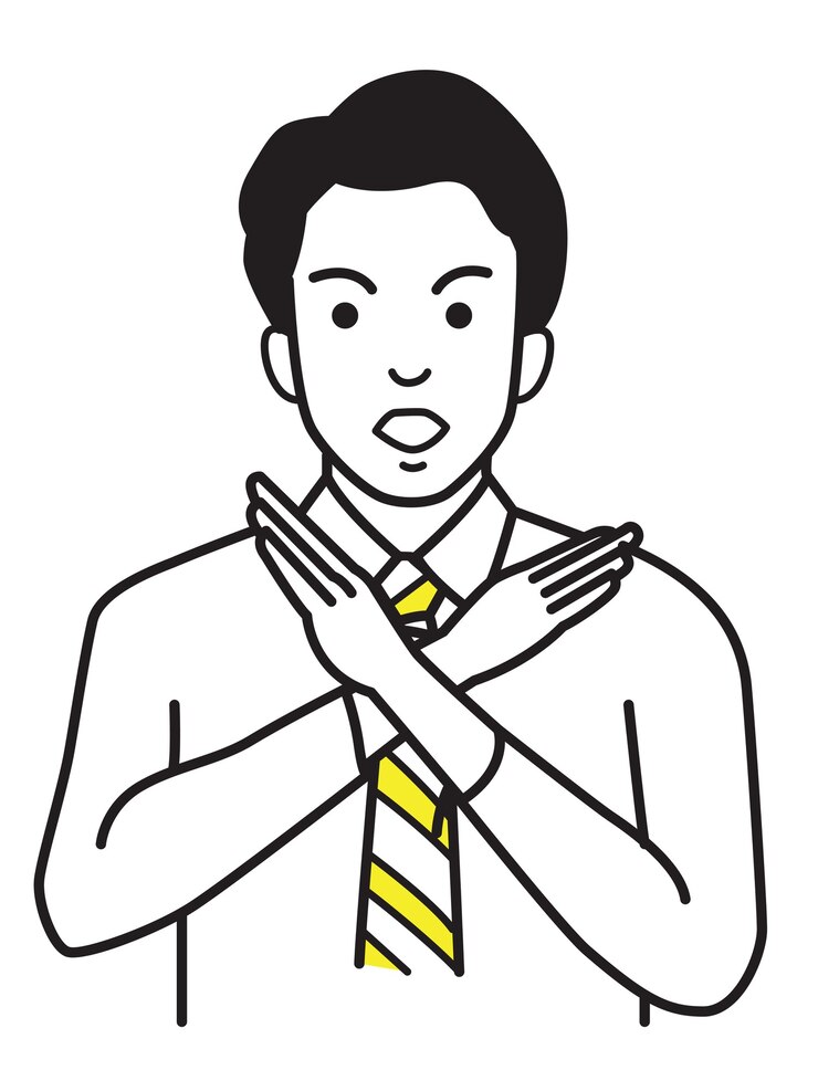 Vector 회사원 손 기호 또는 x 기호 만들기