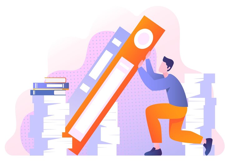 Vector office worker with books