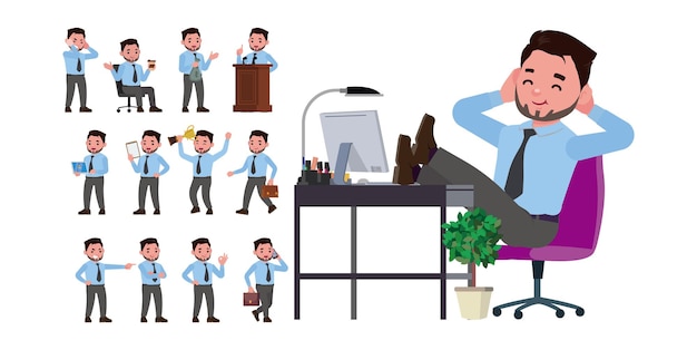 Office worker with different poses