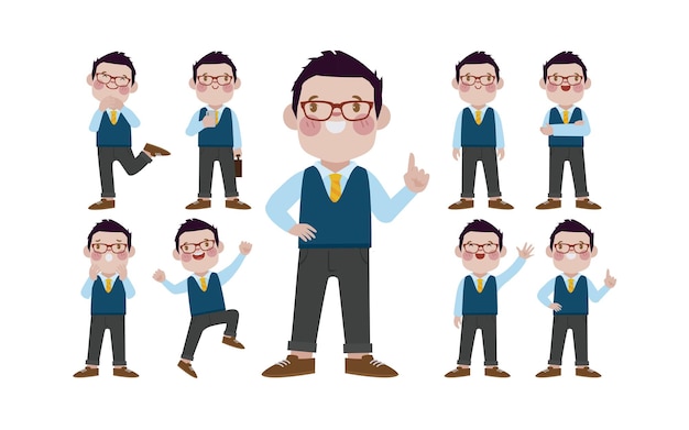 Office worker with different poses