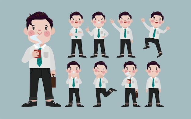 Office worker with different poses