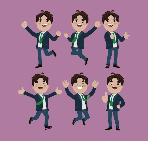 Office worker with different poses