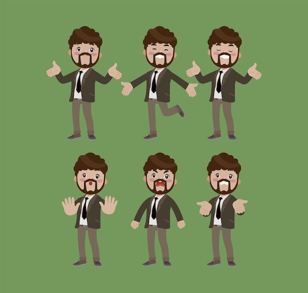 Office worker with different poses