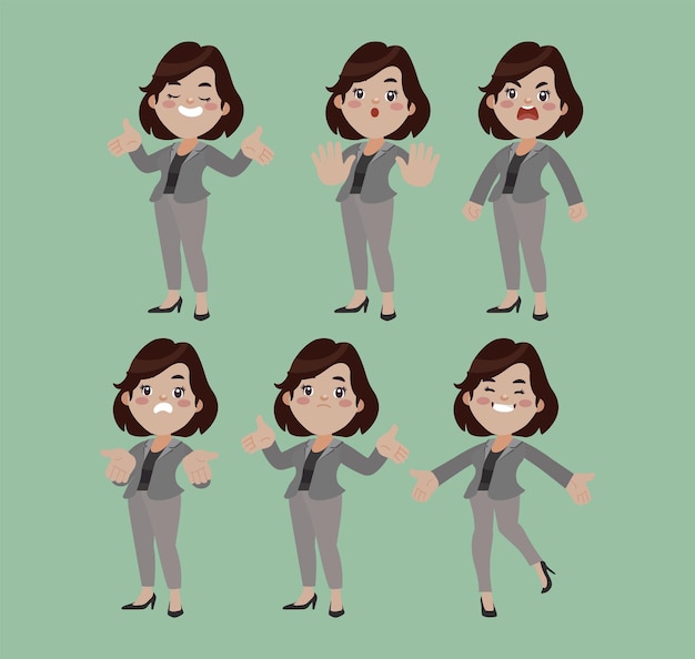 Office worker with different poses