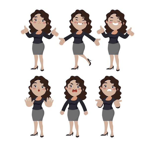 Office worker with different poses