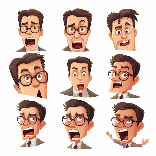 Office workerfacial expression set