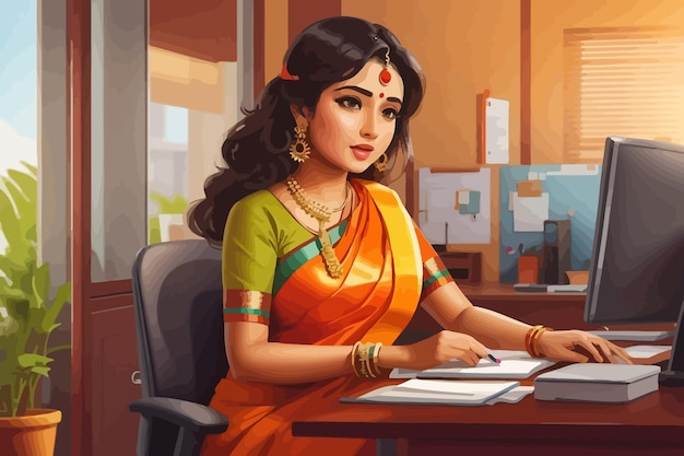 office working cartoon illustration