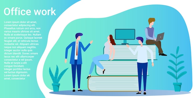 Office workPeople in the office are doing work Business management concept Poster in business style