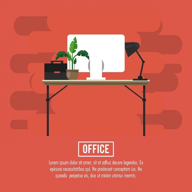 Vector office workplace banner information