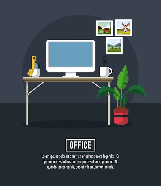 Vector office workplace banner information