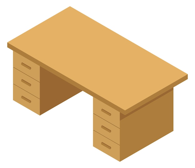 Premium Vector | Office workplace desk with wooden drawers isometric ...