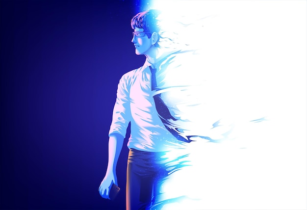 an officeman in disintegrated effect
