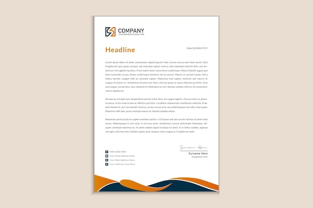 Official letterhead layout with abstract geometric shape