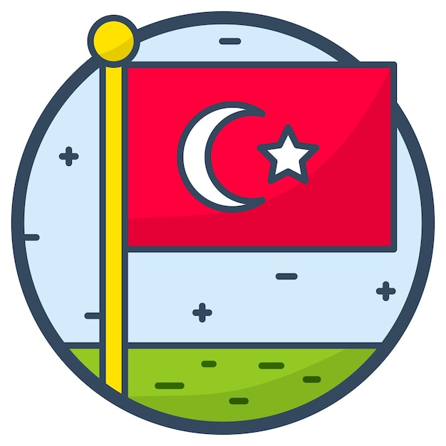 Officieel turks vlagconcept, rode veld centrale witte ster en halve maan vector, republiek turkiye