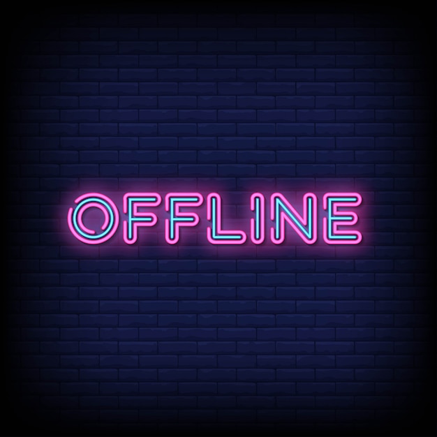 Offline neon signboard on brick wall