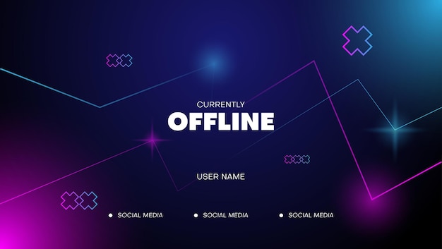 Vector offline streaming background with light.gaming streaming banner with pink and blue color light