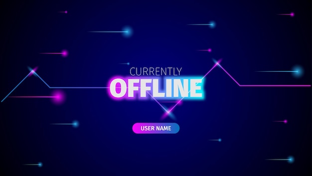 Offline streaming banner background with blue and pink neon light