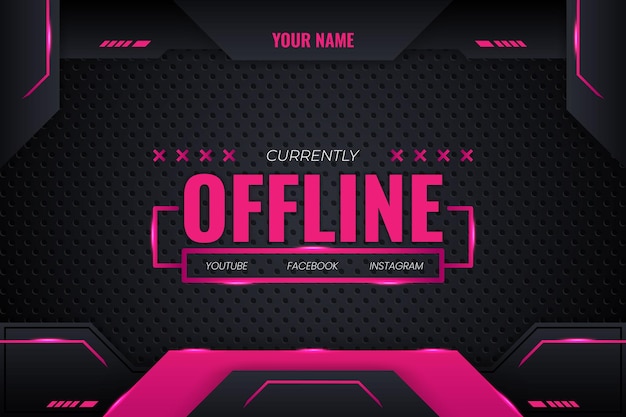 Vettore sfondo di gioco futuristico in streaming offline con gradiente rosa e linee di illuminazione disegno vettoriale stile moderno