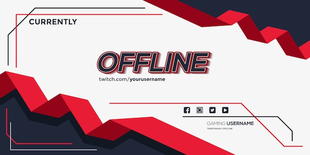 Sfondo di banner twitch offline con forme di nastro