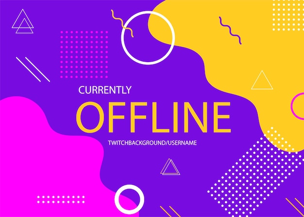 Offline twitch-banner in memphis-ontwerp Gratis Vector