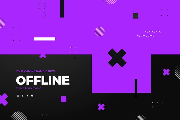 Vettore modello di banner twitch offline