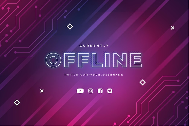 Vettore modello di banner twitch offline