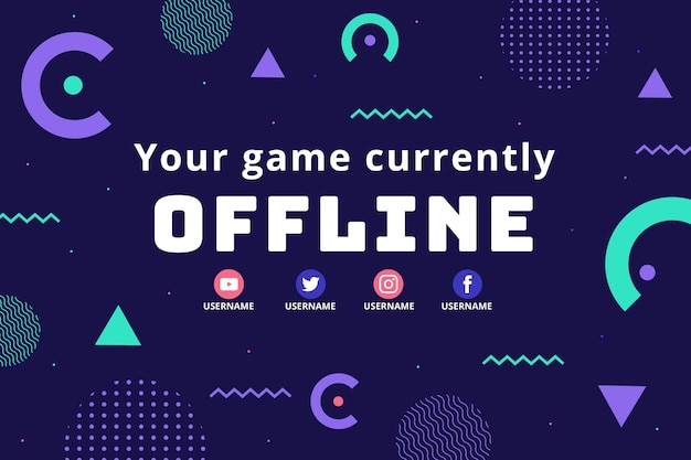 Vettore modello di banner twitch offline