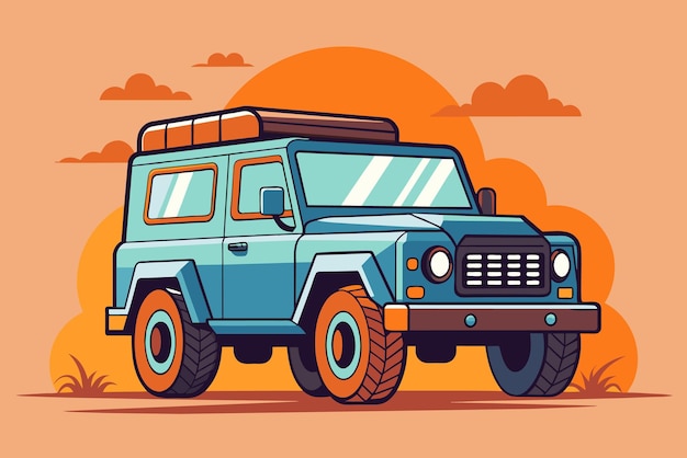 Offroad auto jeep SUV offroad vector illustratie cartoon ATV auto automobiel machine