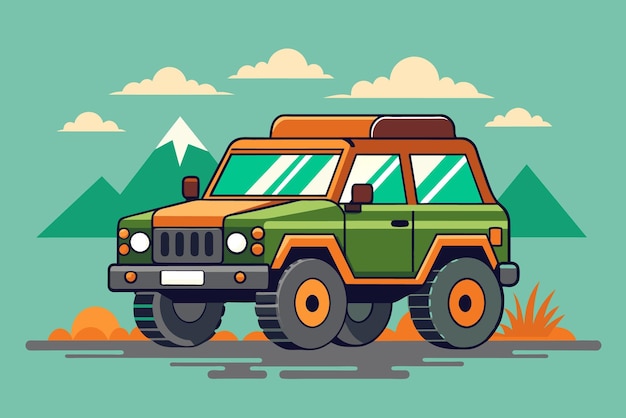 Offroad auto jeep SUV offroad vector illustratie cartoon ATV auto automobiel machine