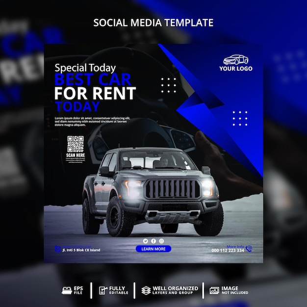 Offroad Autoverhuur Social Media Post Banner Template