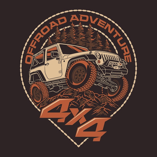 Vector offroad avontuur 4x4 auto voertuig suv-badges