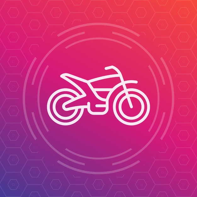 Offroad bike motorcycle linear icon vector pictogram